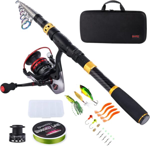 Sougayilang Fishing Rod Combos with Telescopic Fishing Pole Spinning Reels Fishing Carrier Bag for Travel Saltwater Freshwater Fishing - Image 7