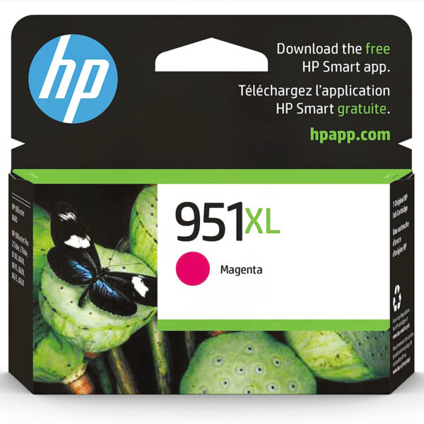 HP 951XL Magenta High-yield Ink Cartridge | Works with HP OfficeJet 8600, HP OfficeJet Pro 251dw, 276dw, 8100, 8610, 8620, 8630 Series | Eligible for Instant Ink | CN047AN