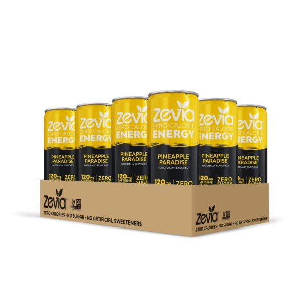 Zevia Zero Calorie Energy Drink， Pineapple Paradise， 12 Fl Oz (Pack of 12) - Image 2