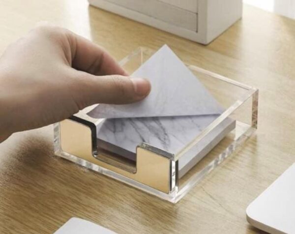 Varuni- Gold Desk Accessories- Office Accessories -Gift Set- Heavy Duty Stapler, Pen Organizer, Tape Dispenser Desk, Clear Sticky Notes- Including Clear Tape and 1000 Staples- Acrylic Desk - Image 2