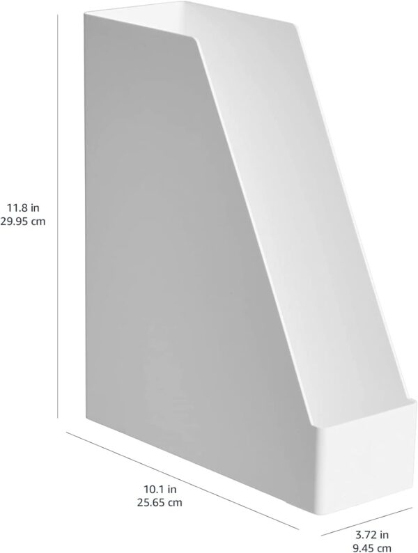 Amazon Basics Plastic Desk Organizer - Magazine Rack, White, 2-Pack - Image 3
