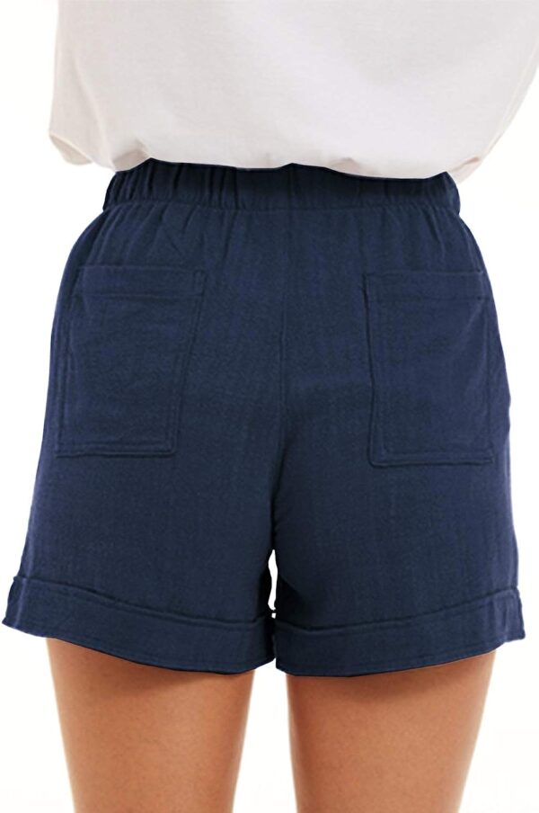 FANGJIN Womens Shorts Summer Casual Drawstring Elastic Waist Shorts Cotton Linen Hot Pant with Pockets Size S-XXL - Image 4
