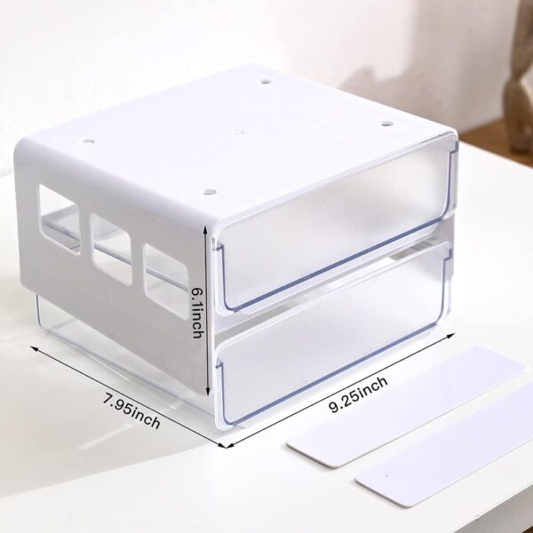 submatches Under Desk Drawer Organizer Slide Out, Hidden Self- adhesive Under Desk Storage Drawer with 2 Layers, Add a Drawer Under Table Storage Pencil Drawer for Office/Classroom/Home, White - Image 6