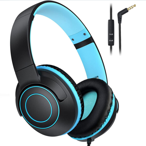 FIUPIA Kids Headphones with Microphone for School, Volume Limit 85/94dB, Stereo Sound, Over-Ear Kids Headphones for Girls Boys, Foldable Kids Headphones Wired for School/Travel/iPad/Fire Tablet