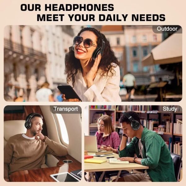 Prtukyt 6S Wireless Bluetooth Headphones Over Ear, Hi-Fi Stereo Foldable Wireless Stereo Headsets Earbuds with Built-in Mic, Volume Control, FM for Phone/PC (Black & Gold) - Image 8