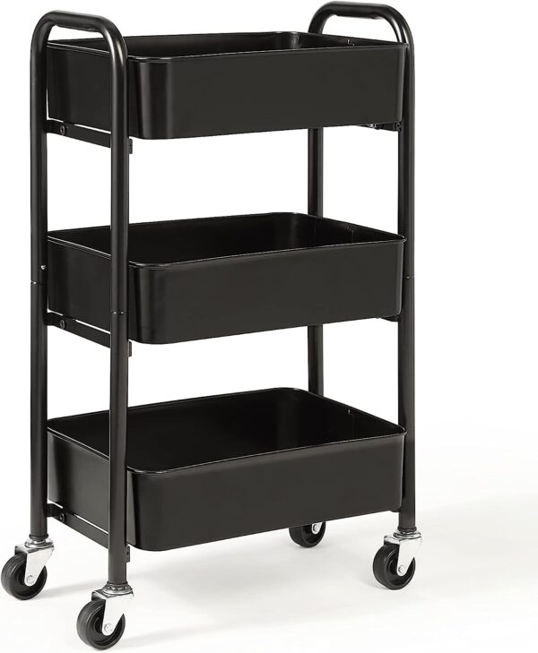 SunnyPoint 3-Tier Delicate Compact Rolling Metal Storage Organizer - Mobile Utility Cart Kitchen/Under Desk Cart with Caster Wheels (Turq, Compact (15.5" X 26.8" X 10.27")) - Image 7