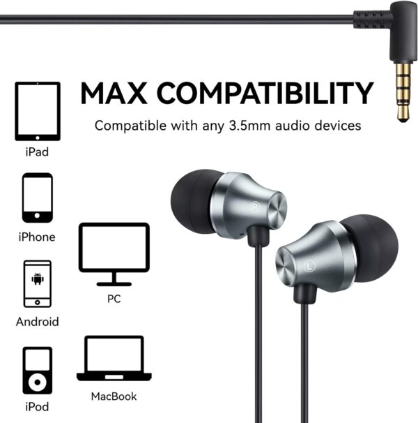 iRAG A101 Wired Earbuds Headphones Noise Isolating in-Ear Earphones with Microphone Remote with 3.5mm Plug in Audio Jack (Gun Metal) - Image 6