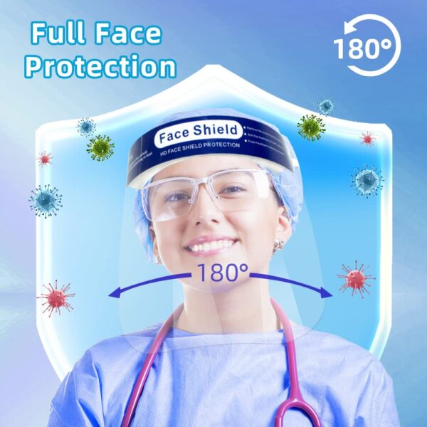 PANOPTX 10 Pack Plastic Clear Face Shield Anti Fog Protective Face Shield Mask Safety Face Shields for Daily Use - Image 5