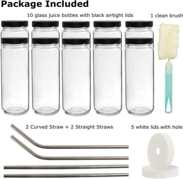 16oz 8 Pack Drinking Glasses with Bamboo Lids and Straw, RUCKAE Beer Can Glass Cups,Iced Coffee Cup,Glass Tumbler with Straw and Lid, Can Shaped Glass Cups for Beer,Smoothies,Cocktail,Whiskey - Image 6