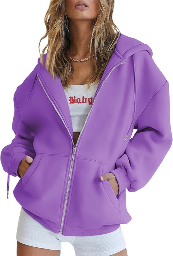 EFAN Women's Cute Hoodies Teen Girl Fall Jacket Oversized Sweatshirts Casual Drawstring Clothes Zip Up Y2K Hoodie with Pocket - Image 7