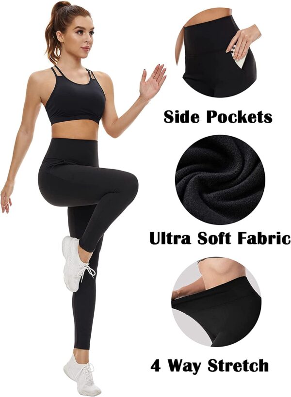 FULLSOFT 3 Pack Leggings for Women Non See Through-Workout High Waisted Tummy Control Running Yoga Pants - Image 3