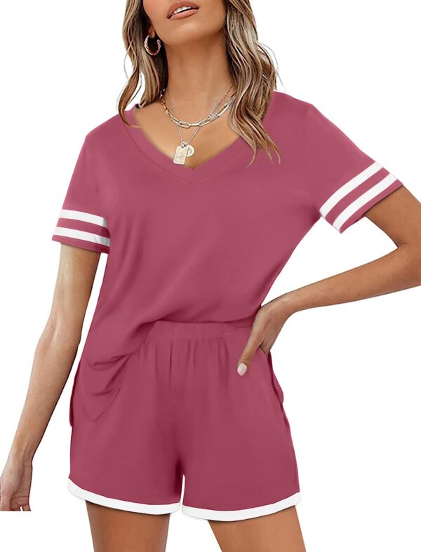 Aloodor Two Piece Outfits for Women Summer Short Sets with Pockets Lounge Set - Image 4