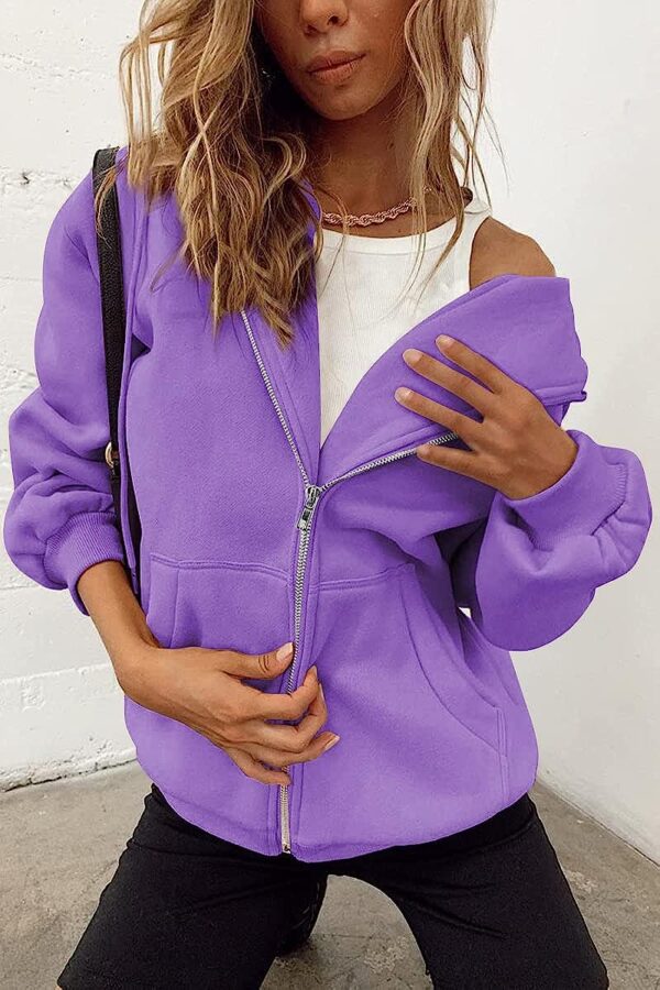 EFAN Women's Cute Hoodies Teen Girl Fall Jacket Oversized Sweatshirts Casual Drawstring Clothes Zip Up Y2K Hoodie with Pocket - Image 4