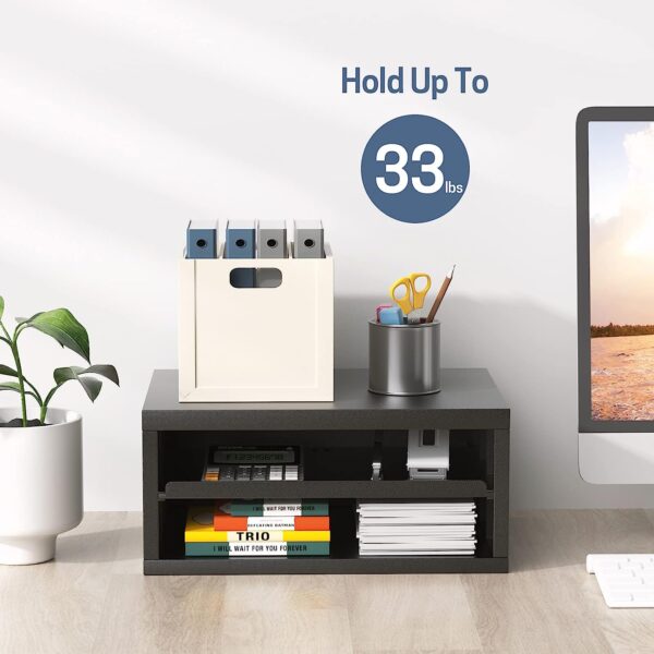 AMERIERGO Printer Stand, Desktop Printer Stand, Printer Stand with Storage, Desktop Stand for Printer with Anti - Skid Pads, Desk Organizer for Office & Home, Black - Image 6