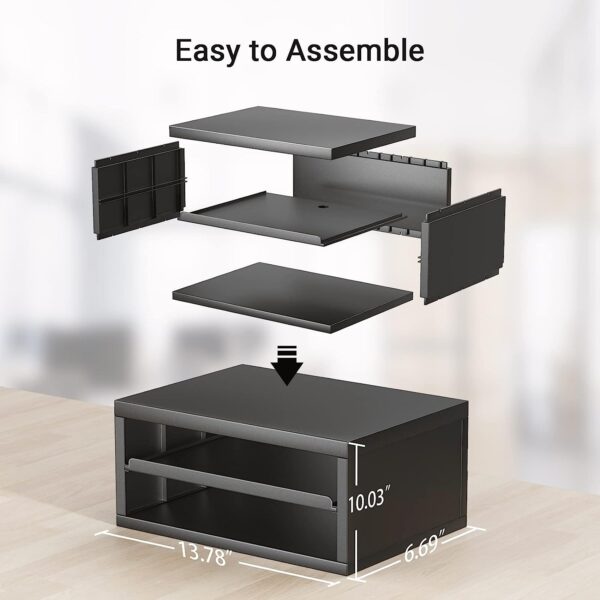 AMERIERGO Printer Stand, Desktop Printer Stand, Printer Stand with Storage, Desktop Stand for Printer with Anti - Skid Pads, Desk Organizer for Office & Home, Black - Image 5
