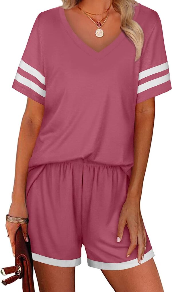 Aloodor Two Piece Outfits for Women Summer Short Sets with Pockets Lounge Set - Image 6