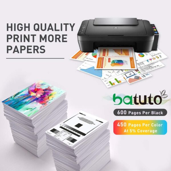batuto Remanufactured hp 67 Ink cartridges Black/Color Combo Pack for DeskJet 2700 2755 2755e Envy 6000 6400 6455 6458e 6055e DeskJet Plus 4100 4155e with 67xl hp Printer Ink (2 Black Pack) - Image 4