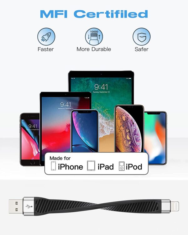 LamToon Short USB to Lightning Cable 5.5 inch, Short iPhone Cable for Fast Charging Compatible with iPhone 14/13/12/11 Pro Max/Xs Plus - Image 6