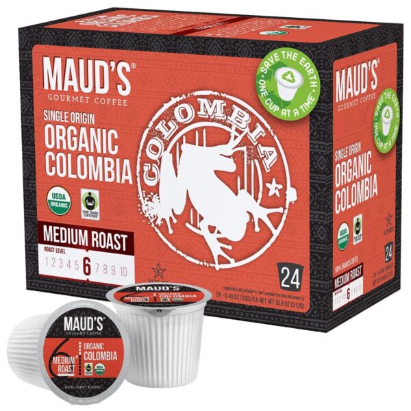 Maud's Organic Colombian Coffee (Organic Medium Roast Coffee)， 24ct. Solar Energy Produced Recyclable Single Serve Fair Trade Single Origin Organic Coffee Pods - 100% Arabica Coffee， KCup Compatible - Image 4