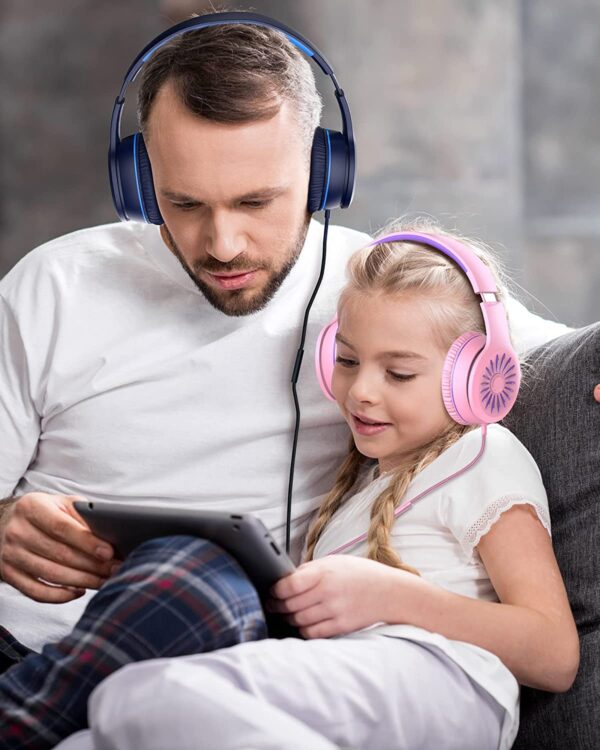 ELECDER i45 On-Ear Headphones with Microphone - Foldable Stereo Bass Headphones with No-Tangle 1.5M Cord, 3.5MM Jack, Portable Wired Headphones for School/Kids/Teens/Smartphones/Travel/Tablet - Blue - Image 5