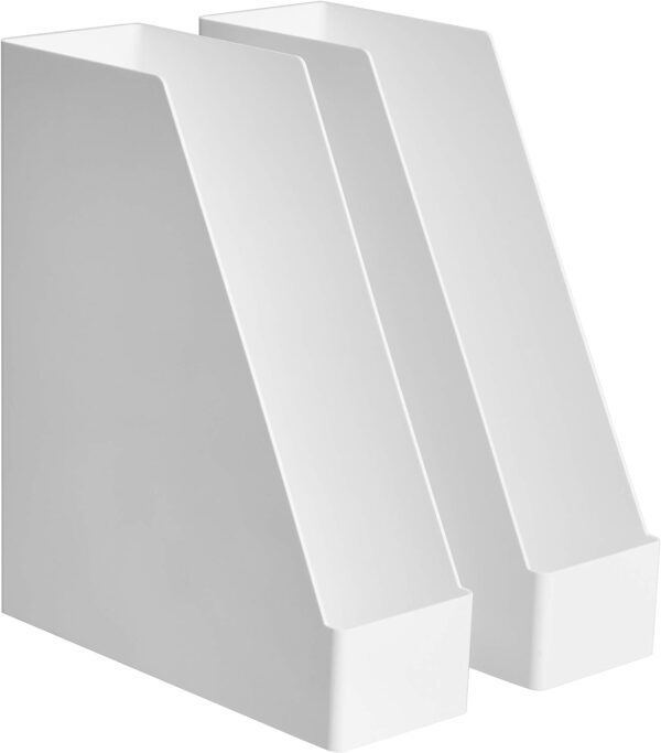 Amazon Basics Plastic Desk Organizer - Magazine Rack, White, 2-Pack - Image 7