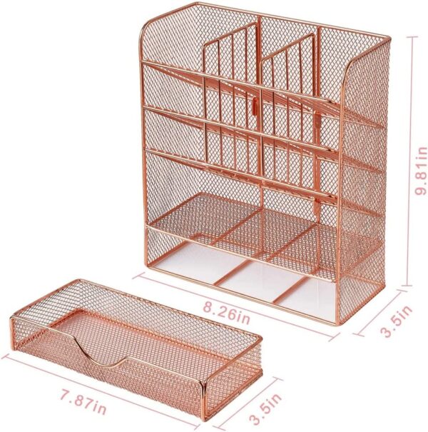 Spacrea Metal Pen Organizer, Pencil Holder for Desk, Desk Organizer with Drawer for School, Home, Art Supplies (Black) - Image 5