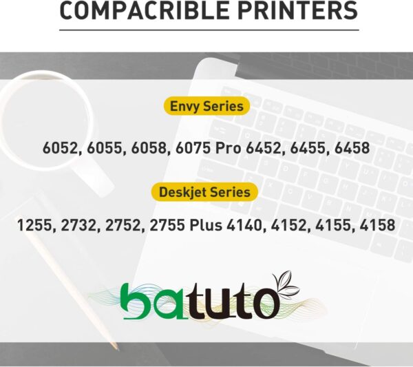 batuto Remanufactured hp 67 Ink cartridges Black/Color Combo Pack for DeskJet 2700 2755 2755e Envy 6000 6400 6455 6458e 6055e DeskJet Plus 4100 4155e with 67xl hp Printer Ink (2 Black Pack) - Image 7