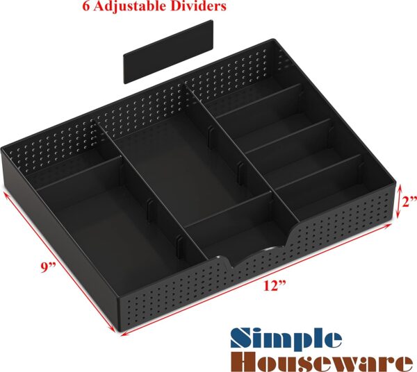 SimpleHouseware Desk Monitor Stand Riser with Adjustable Organizer Tray - Image 3