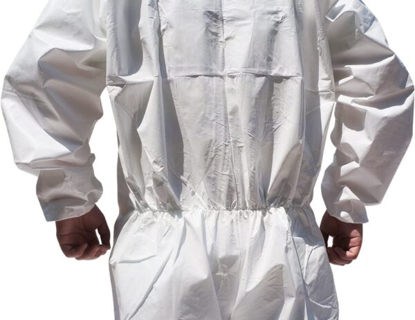 Raygard 30203 Microporous Disposable Coveralls Protective Breathable Hooded Suit with Elastic Cuffs, Ankles and Waist,Zip Front Opening, Serged Seams for Spray Paint Chemical Industrial(X-Large,White - Image 4
