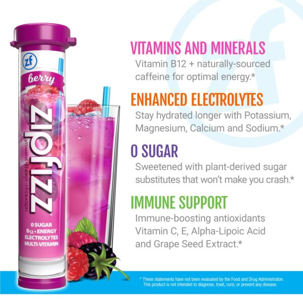 Zipfizz Energy Drink Mix， Electrolyte Hydration Powder with B12 and Multi Vitamin， Combo Pack (24 Pack)