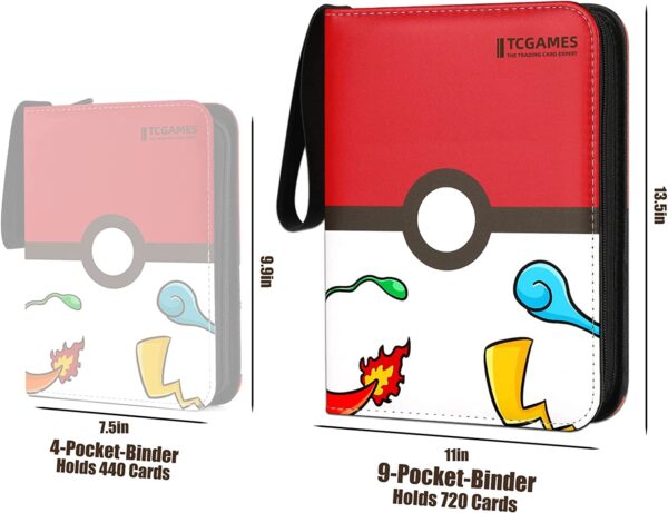 Tcgames Card Binder 4-Pocket, 440 Pockets Card Holder with 55 Sleeves Red - Image 4