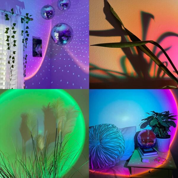 JORETLE Sunset Lamp Projection Lamp USB Sunset Projector Lamp Night Light, 16 Colors 180 Degree Rotation Color Changing Projection Light for Photography, Bedroom, Living Room, Party - Image 3