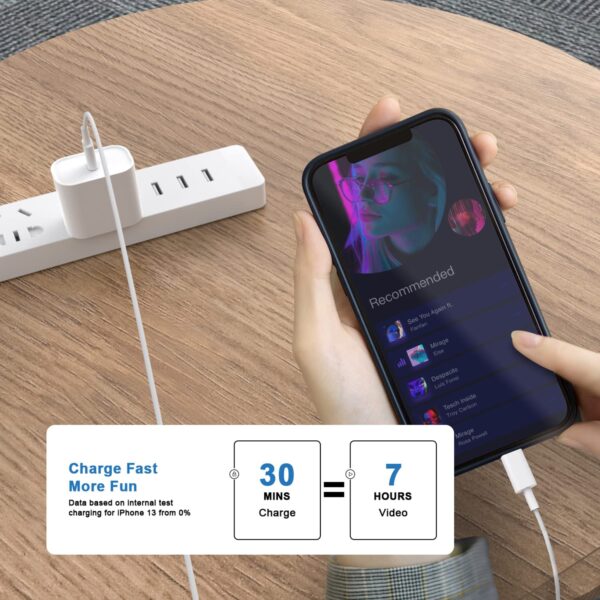 iPhone Charger 10 FT, 3 Pack [Apple MFi Certified] PD 20W USB C iPhone Charger Fast Charging Block with 10FT Long Type C to Lightning Cable Compatible for iPhone 14 13 12 11 Pro Max XS XR X 8 iPad - Image 2