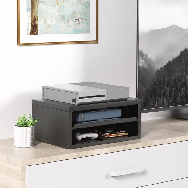 AMERIERGO Printer Stand, Desktop Printer Stand, Printer Stand with Storage, Desktop Stand for Printer with Anti - Skid Pads, Desk Organizer for Office & Home, Black - Image 4