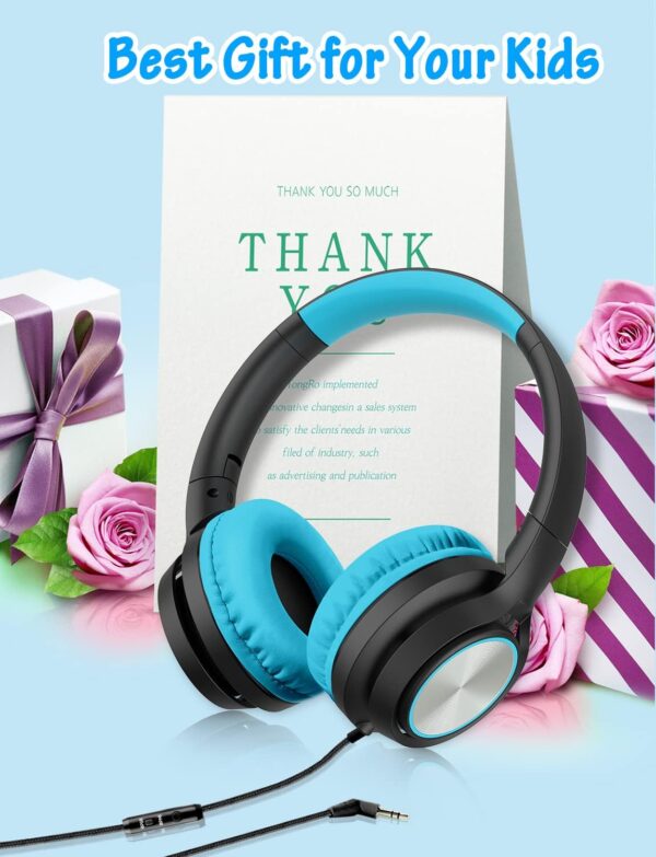 Kids Headphones with Microphone, Wired Over Ear Headsets with Limited Volume 85dB/ 94dB for Boys Girls Teens Children Online School/Travel/iPad/Tablet/Cellphone - Image 2