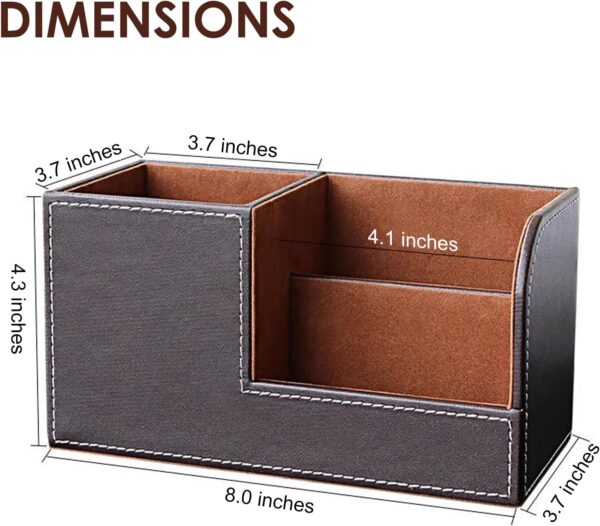 TooCust Leather Office Desk Organizer with Drawer, Multi-function Office Supplies for Desk Top Organizer,Black Mens Desk Accessories,Teacher Desk Organizer for Pen Pencil Holders and Organizers - Image 7