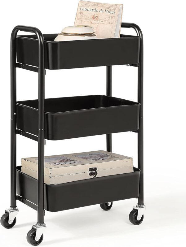 SunnyPoint 3-Tier Delicate Compact Rolling Metal Storage Organizer - Mobile Utility Cart Kitchen/Under Desk Cart with Caster Wheels (Turq, Compact (15.5" X 26.8" X 10.27")) - Image 8