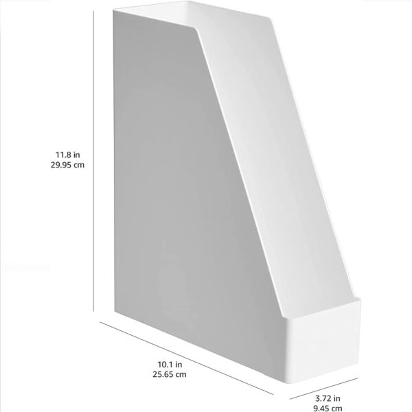 Amazon Basics Plastic Desk Organizer - Magazine Rack, White, 2-Pack