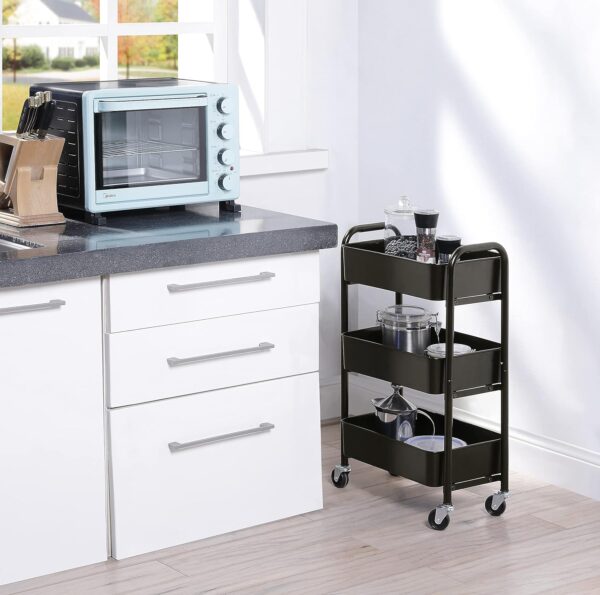 SunnyPoint 3-Tier Delicate Compact Rolling Metal Storage Organizer - Mobile Utility Cart Kitchen/Under Desk Cart with Caster Wheels (Turq, Compact (15.5" X 26.8" X 10.27")) - Image 5