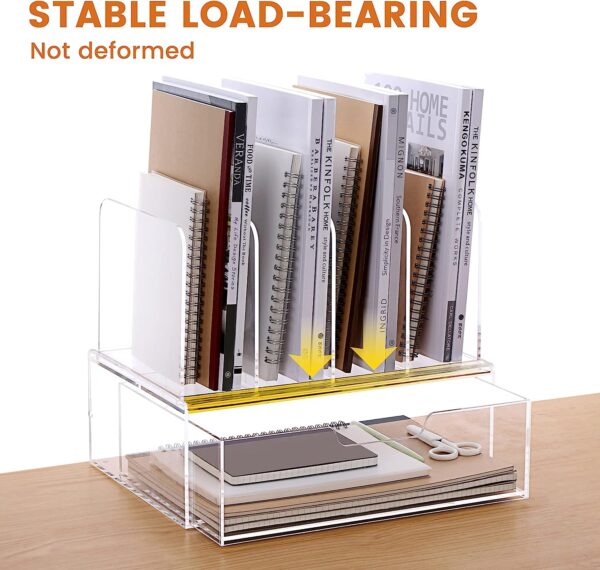 HeZone Desk Organizers and Storage, Office Organization Storage, Clear Acrylic Office Desk Organizers and Accessories with Drawer- 1 Pack - Image 2