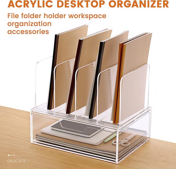 HeZone Desk Organizers and Storage, Office Organization Storage, Clear Acrylic Office Desk Organizers and Accessories with Drawer- 1 Pack - Image 8