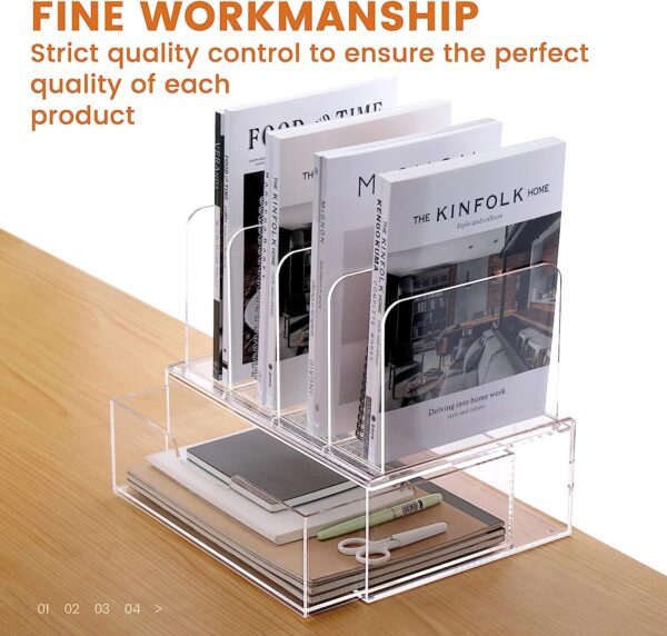 HeZone Desk Organizers and Storage, Office Organization Storage, Clear Acrylic Office Desk Organizers and Accessories with Drawer- 1 Pack - Image 7