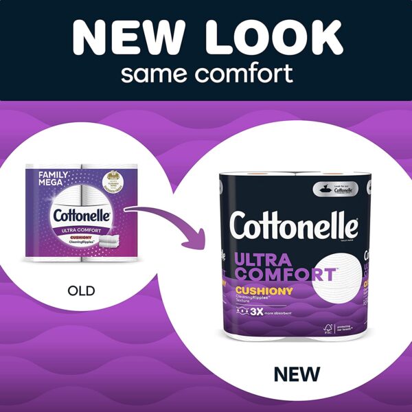 Cottonelle Ultra Comfort Toilet Paper with Cushiony CleaningRipples Texture, 24 Family Mega Rolls (24 Family Mega Rolls = 108 Regular Rolls) (4 Packs of 6), 325 Sheets per Roll, Packaging May Vary - Image 9
