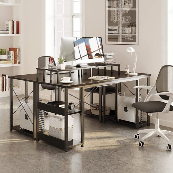 ODK 48 inch Computer Desk with Monitor Shelf and Storage Shelves, Writing Desk, Study Table with CPU Stand & Reversible Shelves, White - Image 7