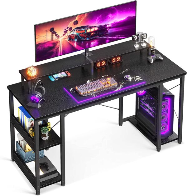 ODK 48 inch Computer Desk with Monitor Shelf and Storage Shelves, Writing Desk, Study Table with CPU Stand & Reversible Shelves, White - Image 8