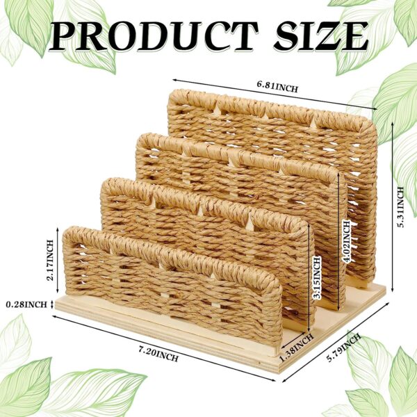 Woven Desk Mail Organizer Upright File Holders Vertical Mail Sorter Small Desk File Organizer Letter Paper Organizer Storage Office Desk Accessories Folder File Sorters for Desktop Home Office - Image 5