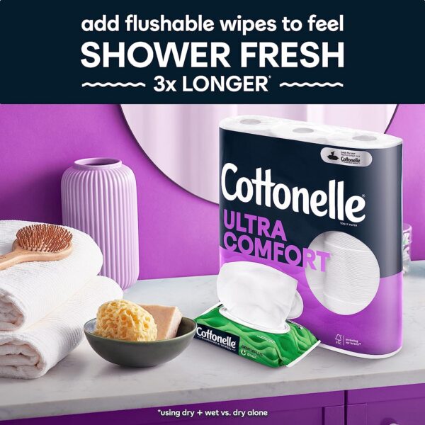 Cottonelle Ultra Comfort Toilet Paper with Cushiony CleaningRipples Texture, 24 Family Mega Rolls (24 Family Mega Rolls = 108 Regular Rolls) (4 Packs of 6), 325 Sheets per Roll, Packaging May Vary - Image 5