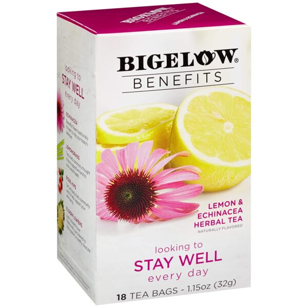 Bigelow Benefits Calm Stomach Ginger Peach Herbal Tea, Caffeine Free, 18 Count (Pack of 6), 108 Total Tea Bags - Image 7