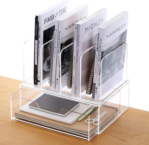 HeZone Desk Organizers and Storage, Office Organization Storage, Clear Acrylic Office Desk Organizers and Accessories with Drawer- 1 Pack - Image 9