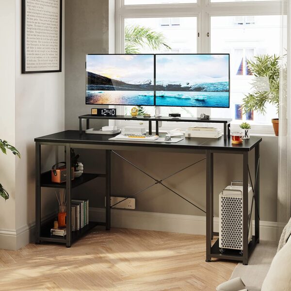 ODK 48 inch Computer Desk with Monitor Shelf and Storage Shelves, Writing Desk, Study Table with CPU Stand & Reversible Shelves, White - Image 5